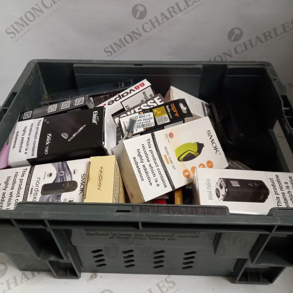 LOT TO CONTAIN APPROX. 40 ASSORTED E-CIGARETTE PRODUCTS, INCLUDES PIECES, SPARE PARTS AND COMPLETE SETS 