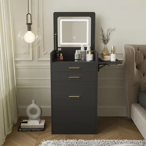 BOXED DRESSING TABLE WITH LED LIGHTED MIRROR, MAKEUP VANITY TABLE WITH DESK WITH STOOL AND 2 DRAWERS (1 BOX)