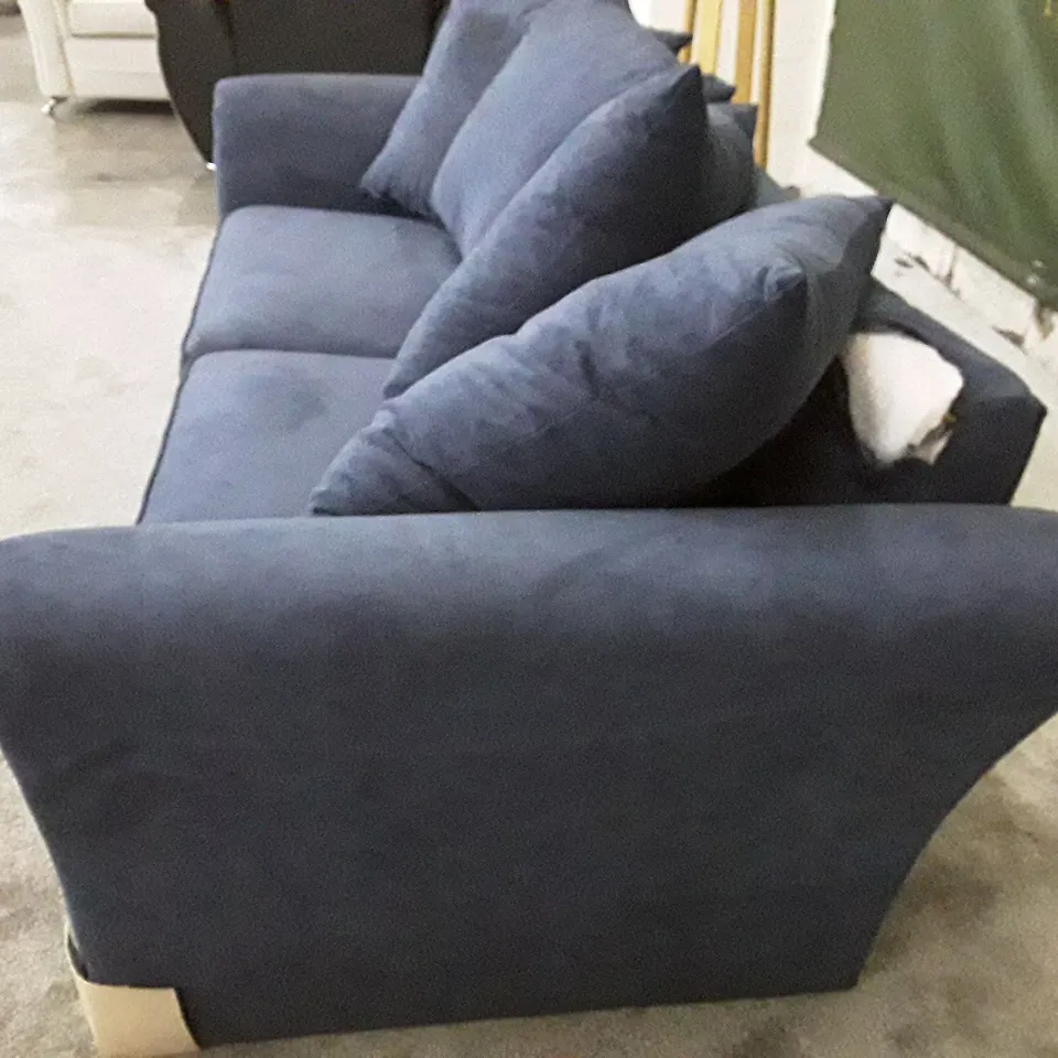 QUALITY DESIGNER 3 SEATER SOFA - BLUE FABRIC