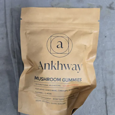 ANKHWAY MUSHROOM GUMMIES – VEGAN FOOD SUPPLEMENT, 60 GUMMIES, NATURAL RASPBERRY FLAVOUR