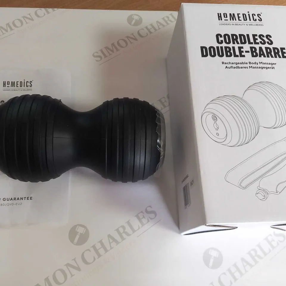 BOXED HOMEDICS CORDLESS DOUBLE-BARREL RECHARGEABLE BODY MASSAGER