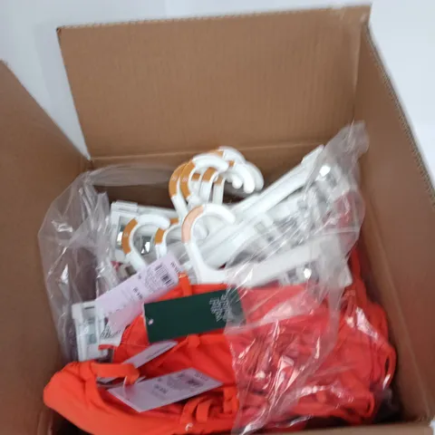 BOX OF APPROXIMATELY 12 WILD FABLE ORANGE BIKINI TOPS IN ASSORTED SIZES 