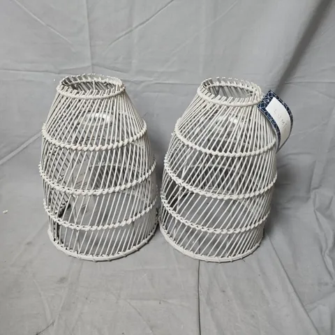 PAIR OF GREY WOVEN LANTERNS 
