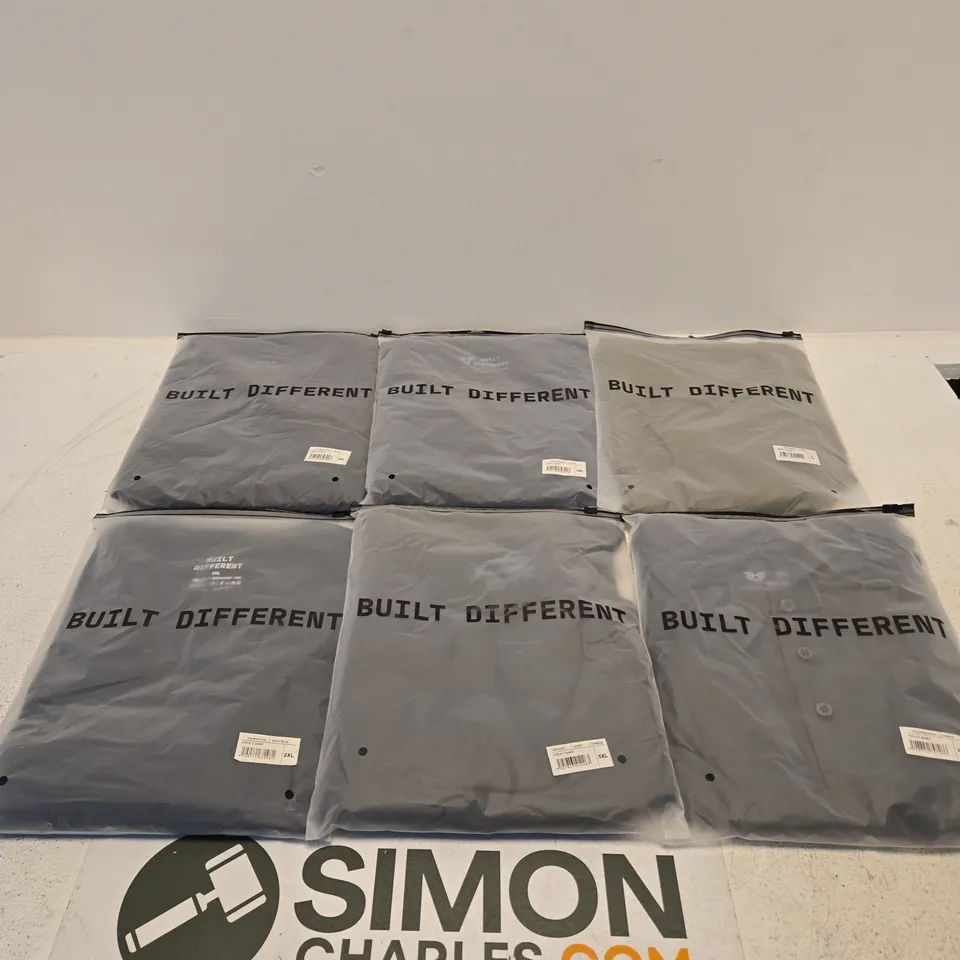SET OF APPROXIMATELY 20 ASSORTED BUILT DIFFERENT T-SHIRTS/SHIRTS IN VARIOUS COLOURS AND SIZES