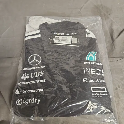 ADIDAS MOTORSPORT POLO SHIRT – MERCEDES-AMG PETRONAS, BLACK/WHITE, MEN'S XL