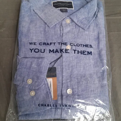 CHARLES TYRWHITT LONG SLEEVE CLASSIC FIT SHIRT - LARGE