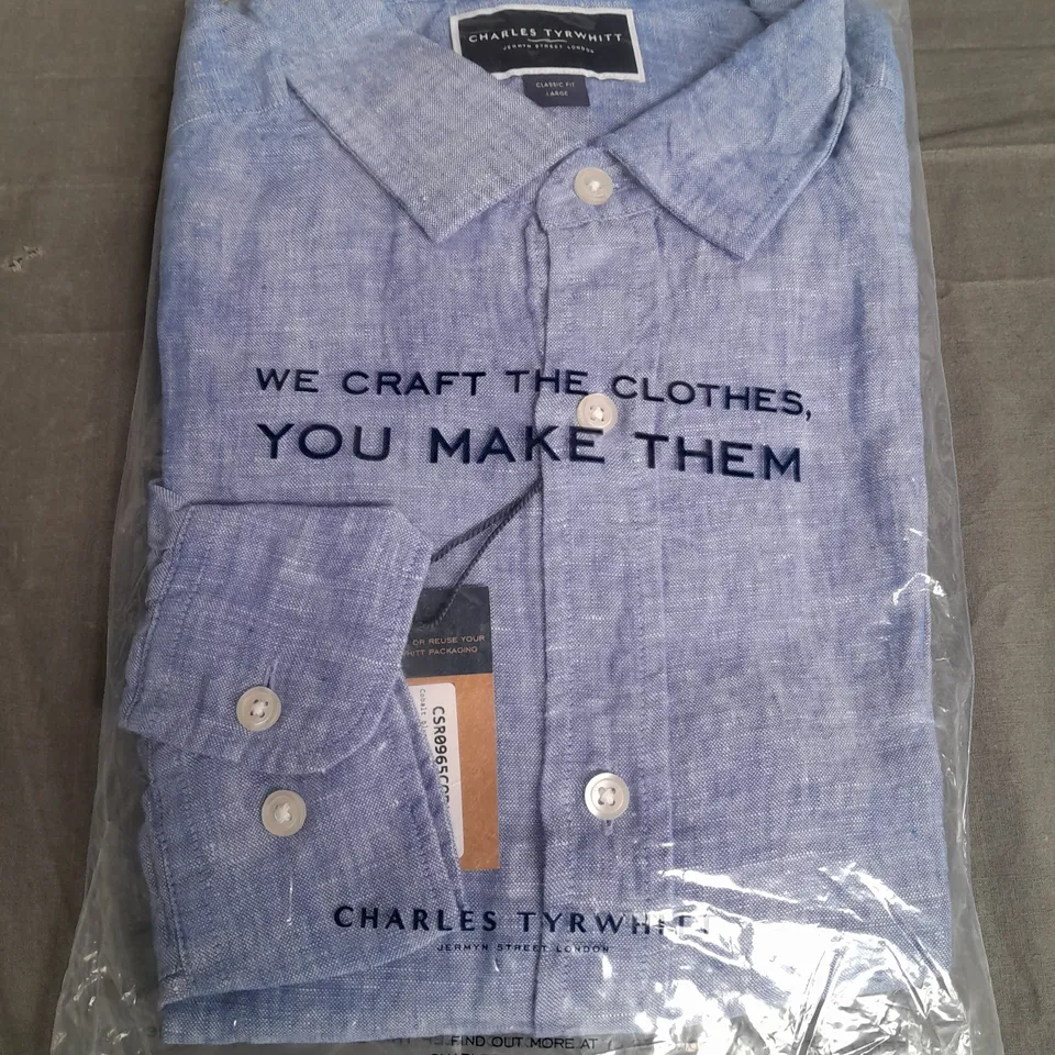 CHARLES TYRWHITT LONG SLEEVE CLASSIC FIT SHIRT - LARGE