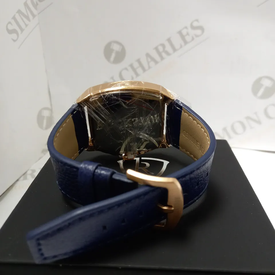 RUCKSTUHL AUTOMATIC BLUE LEATHER STRAP WRISTWATCH