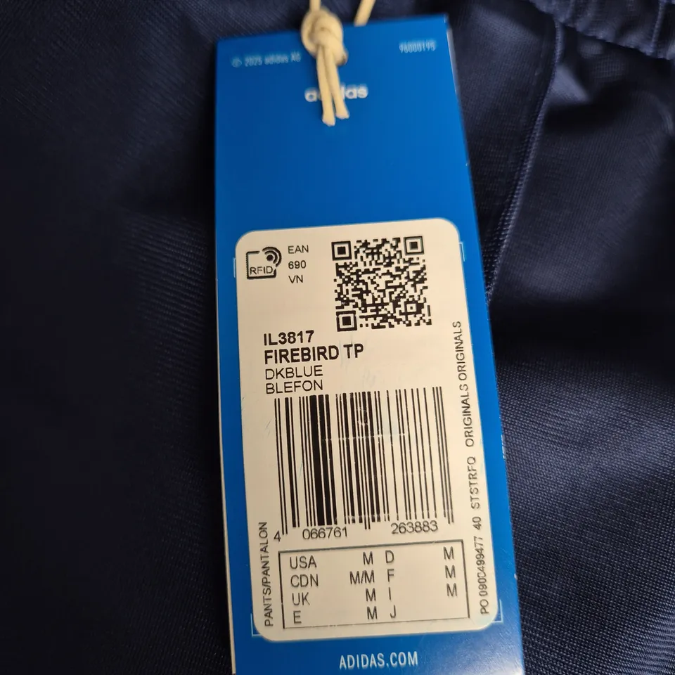 ADIDAS FIREBIRD TRACK PANTS - NAVY BLUE WITH WHITE STRIPES (UK M)