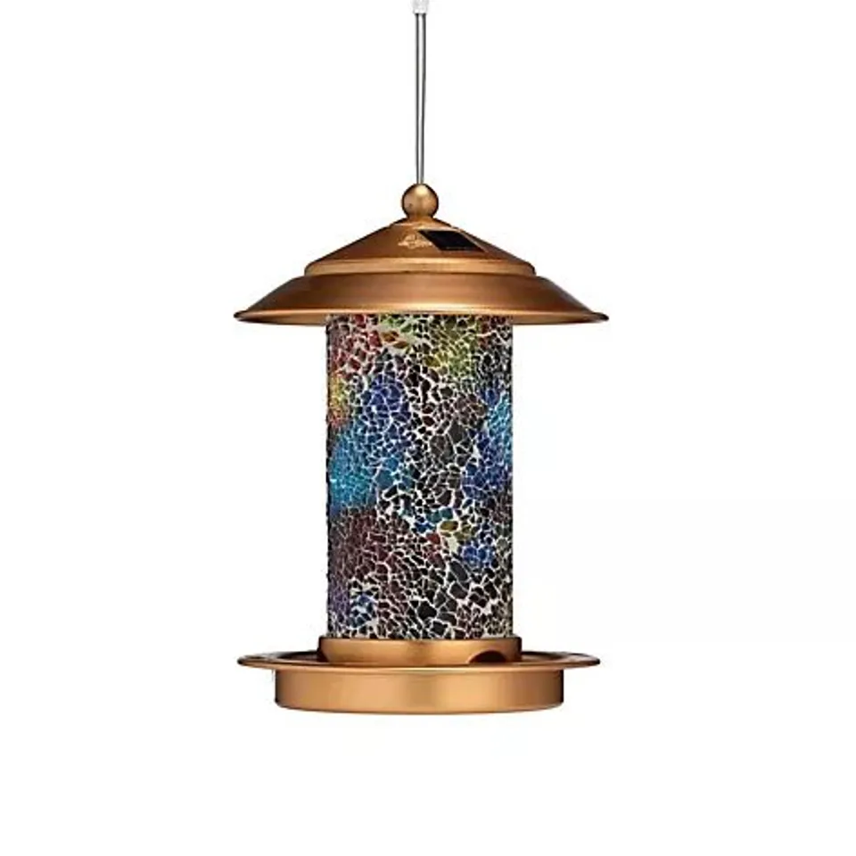 OUTLET GARDEN REFLECTIONS SOLAR MOSAIC BIRD FEEDER ON STAND