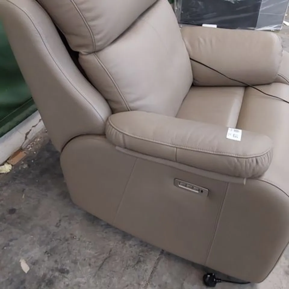 QUALITY BRITISH DESIGNER G PLAN KINGSBURY POWER RECLINING EASY CHAIR CAPRI MUSHROOM LEATHER 