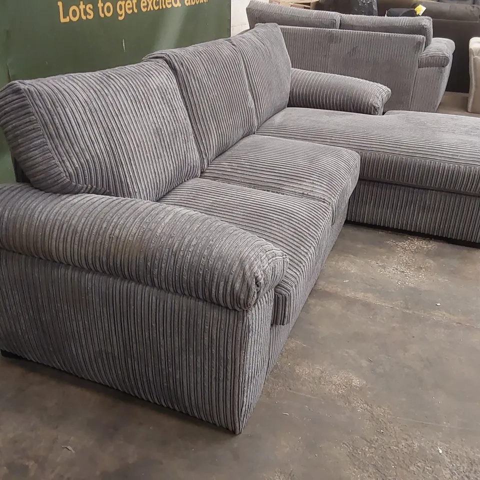 AMALFI STANDARD BACK FABRIC RIGHT HAND 3 SEATER CHAISE SOFA - CHARCOAL 