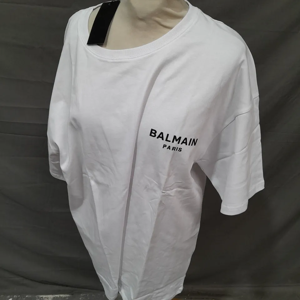 BALMAIN OVERSIZED WHITE T-SHIRT - 2XL