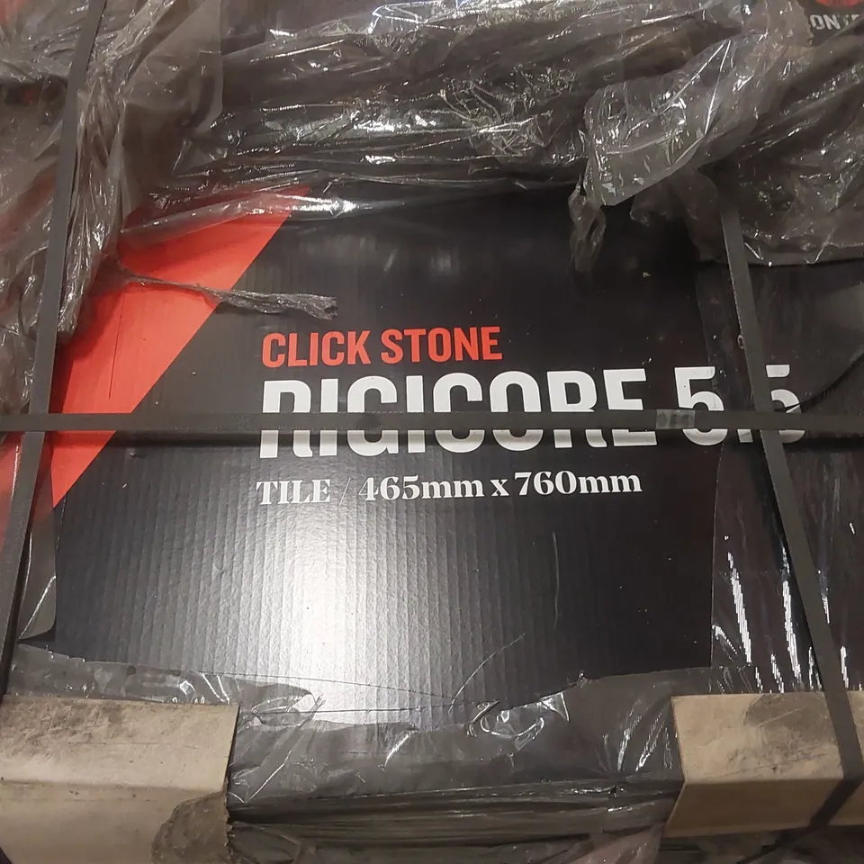 PALLET CONTAINING A VERY LARGE QUANTITY OF BRAND NEW CLICK STONE RIGICORE 5.5 TILE/465 X 760MM LUXURY VINYL TILE FLOORING