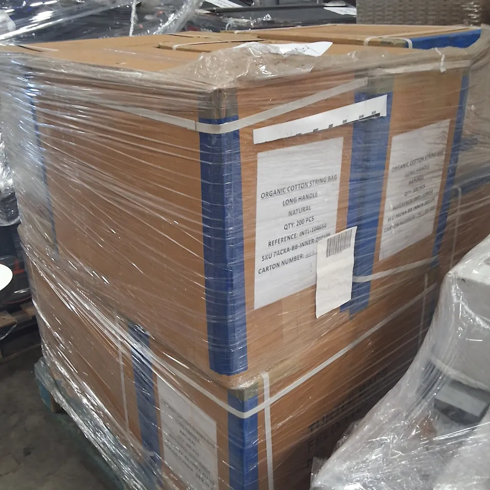 PALLET CONTAINING APPROXIMATELY 1800 TURTLE BAGS ORGANIC COTTON STRING BAGS WITH LONG HANDLES