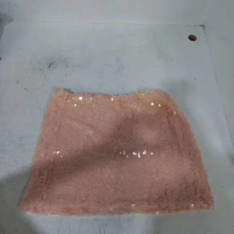 PINK SEQUIN FABRIC SKIRT.