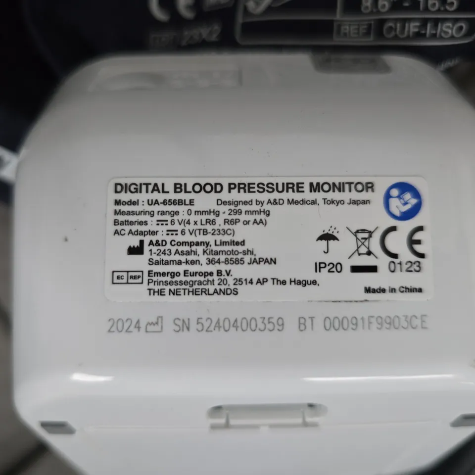A&D DIGITAL BLOOD PRESSURE MONITOR UA-656BLE WITH CUFF