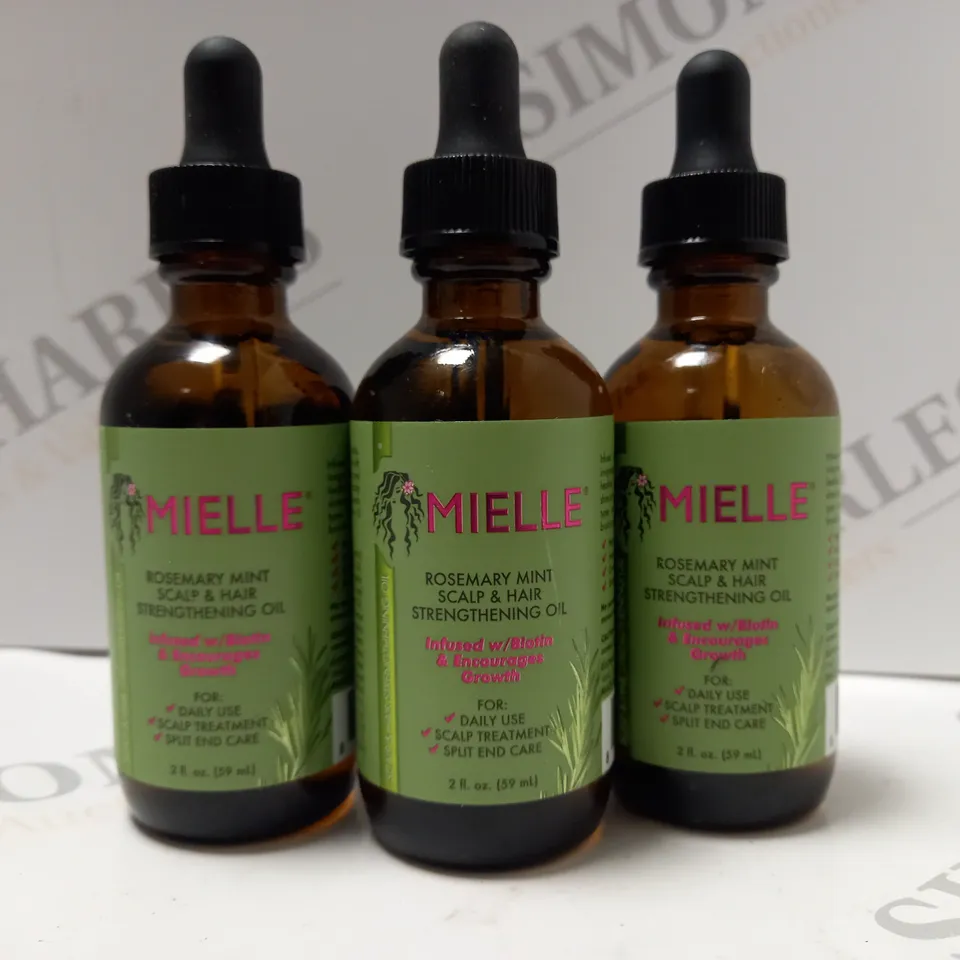 BOX OF APPROX 9 X 59ML MIELLE ROSEMARY MINT SCALP & HAIR STRENGTHENING OIL