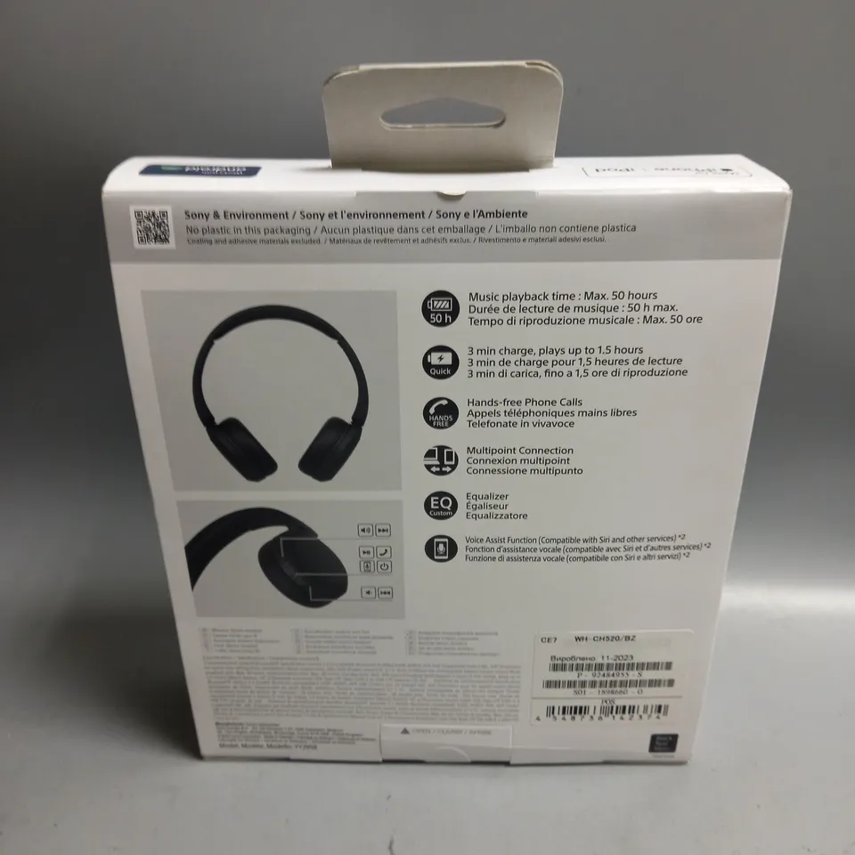 BOXED SONY WH-CH520 HEADPHONES COMPATIBLE WITH IPHONE AND ANDROID