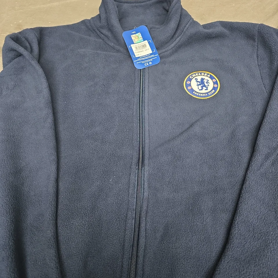 CHELSEA FC NAVY FLEECE JACKET – ZIP FRONT WITH CREST SIZE L