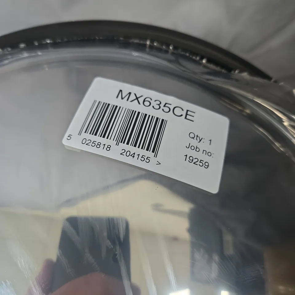 GLASS PENDANT LIGHT SHADES – SET OF 5, CLEAR GLASS WITH BLACK RIMS