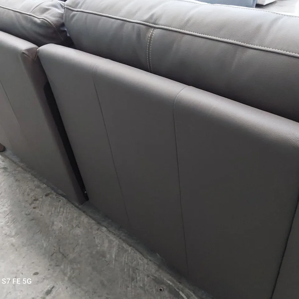 QUALITY BRITISH DESIGNER G PLAN HATTON FORMAL BACK POWER RECLINING THREE SEATER SOFA CAMBRIDGE EARTH LEATHER 