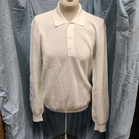 ORLEBAR BROWN LONG-SLEEVE WHITE POLO SHIRT – SIZE L