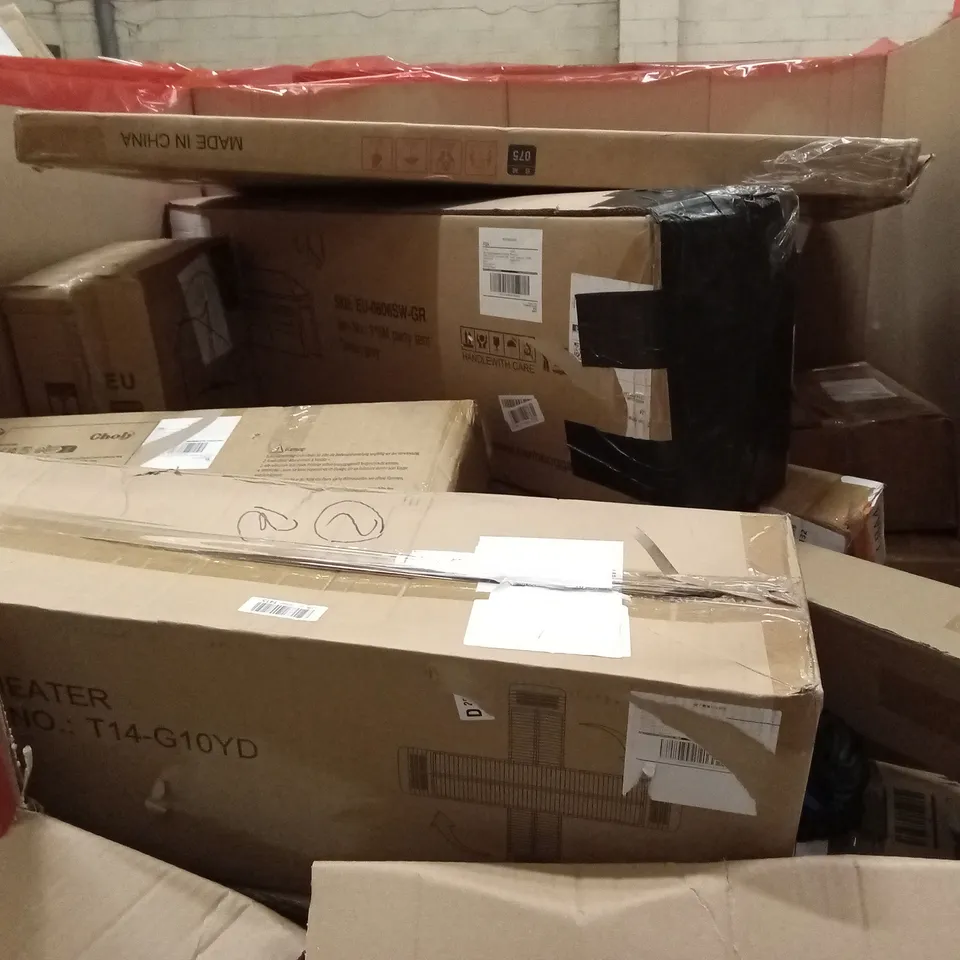 PALLET OF HOUSEHOLD GOODS AND PRODUCTS TO INCLUDE; GREY OUTDOOR PARTY TENT, LED/LCD MONITOR, RESINERS PURAIR AIR PURIFIER