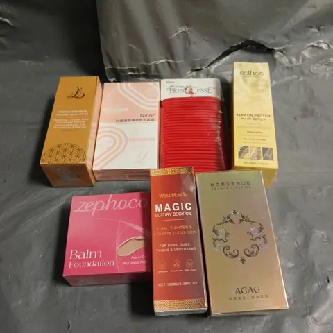 APPROXIMATELY 20 ASSORTED HEALTH & BEAUTY PRODUCTS TO INCLUDE HAIR SERUM, BALM FOUNDATION, LIPSTICK, ETC