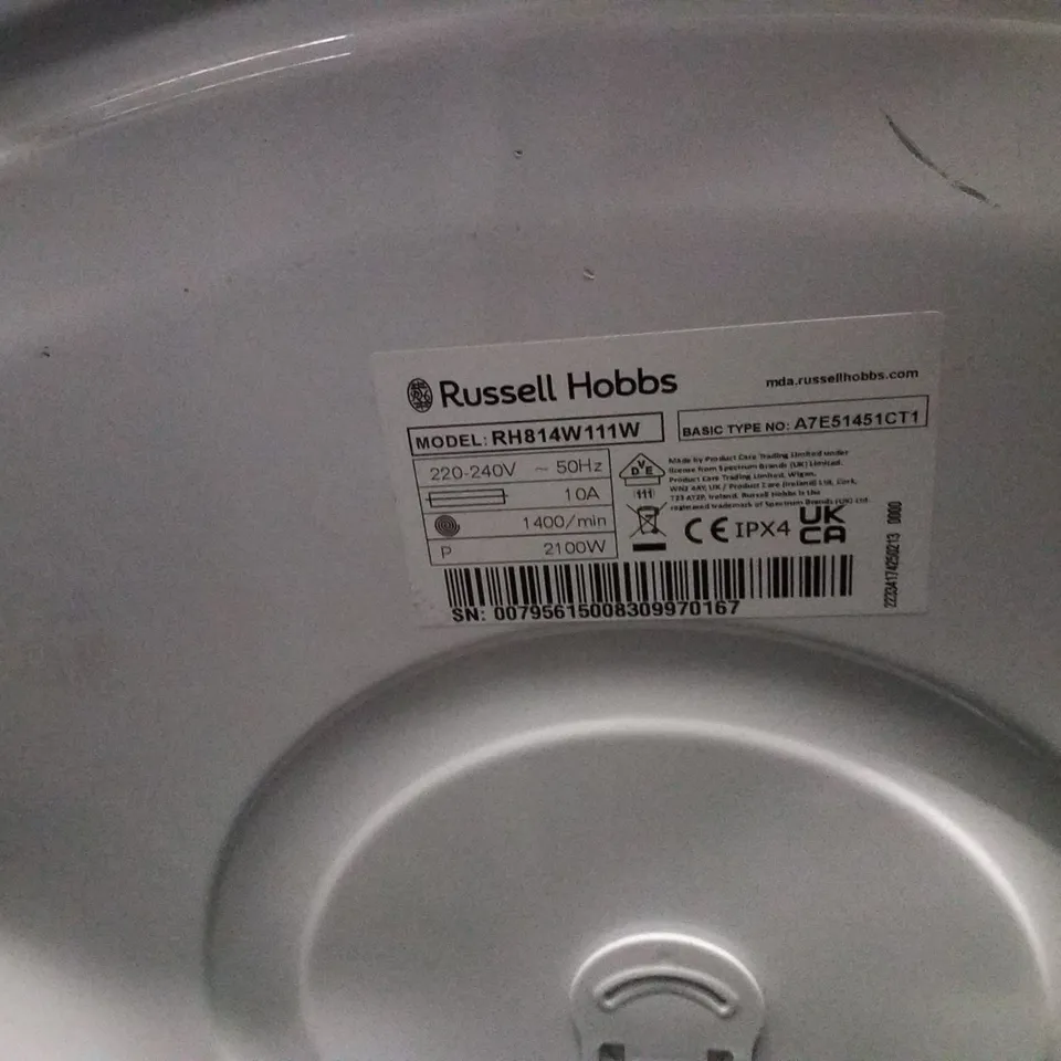 RUSSELL HOBBS RH814W111W 11 SERIES 8KG WASHING MACHINE WITH 1400RPM - WHITE