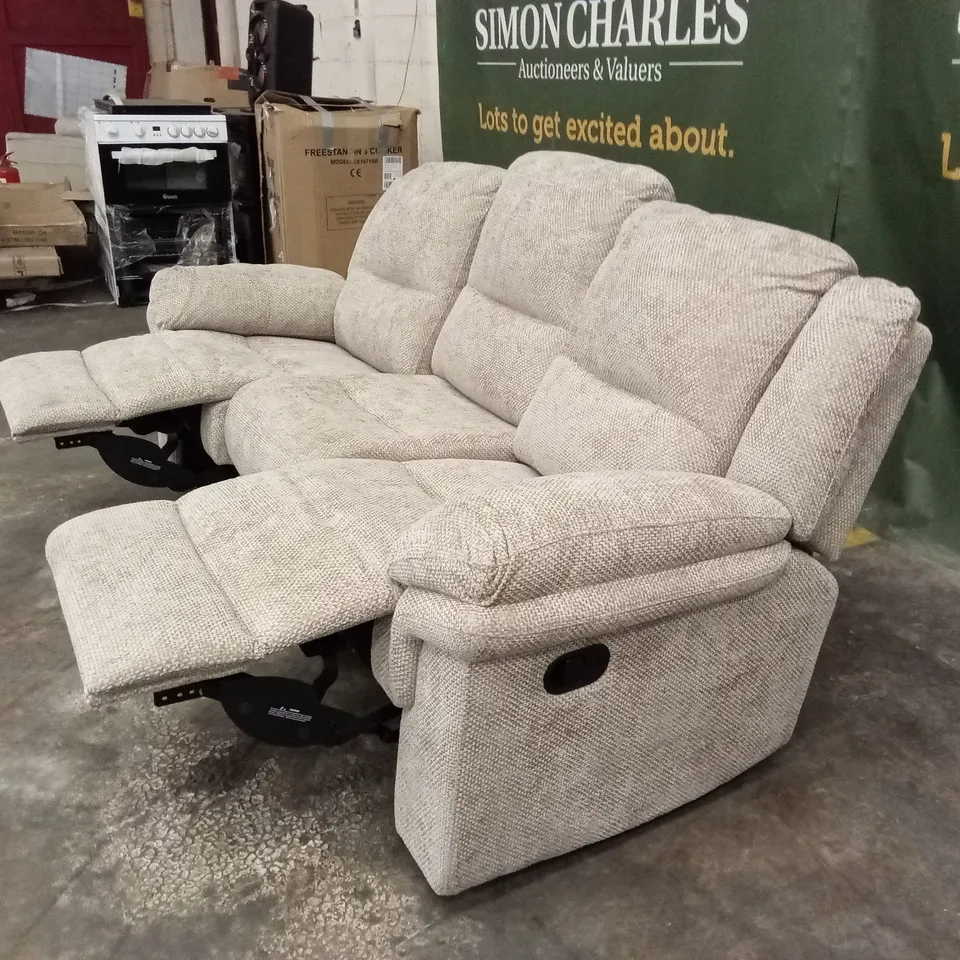 ALBION CHUNKY WEAVE 3 SEATER HIGH BACK MANUAL RECLINER SOFA RRP £679