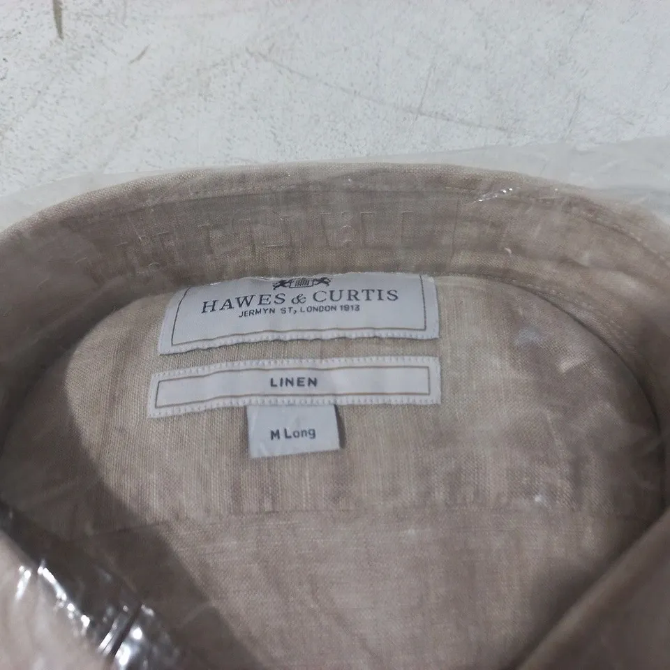 BAGGED HAWES & CURTIS LONG SLEEVE CUTAWAY SHIRT IN NATURAL - M LONG