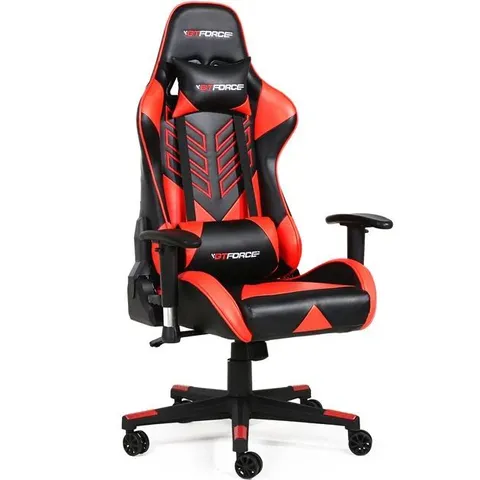 BOXED DESIGNER GT FORCE PRO ST LEATHER RACING SPORTS OFFICE CHAIR IN BLACK & RED