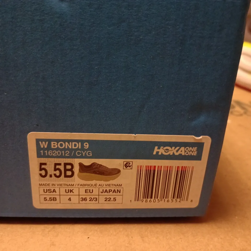 HOKA BONDI 9 WOMEN'S RUNNING SHOES – UK4 (US 5.5B), GREY/PINK, BOXED