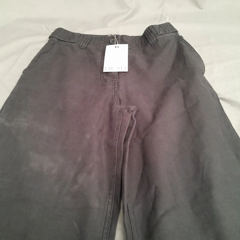 HUSH KIA WASHED BAKER TROUSER IN WASHED BLACK  SIZE 6S