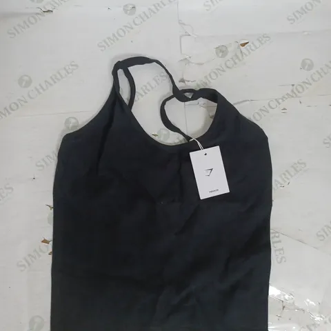 GYMSHARK RIBBED COTTON SEAMLESS REGULAR TANK IN BLACK SIZE L