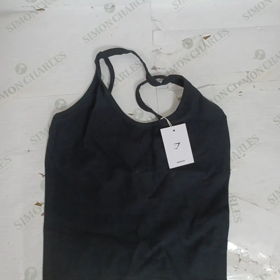 GYMSHARK RIBBED COTTON SEAMLESS REGULAR TANK IN BLACK SIZE L