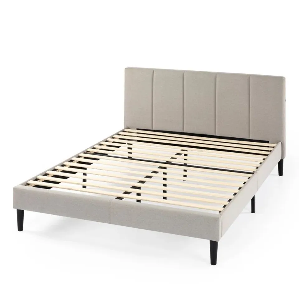 BOXED ARLEY UPHOLSTERED BED FRAME WITH HEADBOARD AND SMART USB PORT - SIZE UNSPECIFIED 