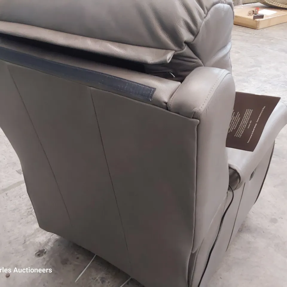 QUALITY BRITISH DESIGNER G PLAN NEWMARKET POWER RECLINING EASY CHAIR DALLAS CHARCOAL LEATHER 