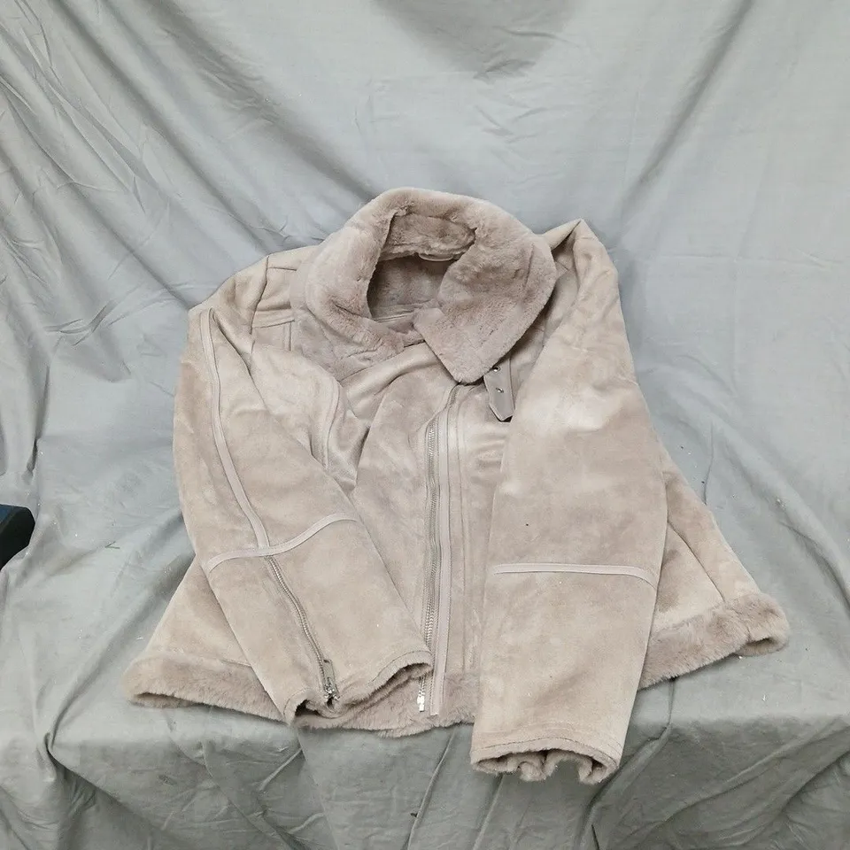 LUX SHEARLNG AVIATOR JACKET MINX UK SIZE 12 BY VERY