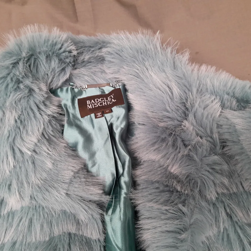 BADGLEY MISCHKA WAVE TEXTURED FAUX FUR JACKET - MED