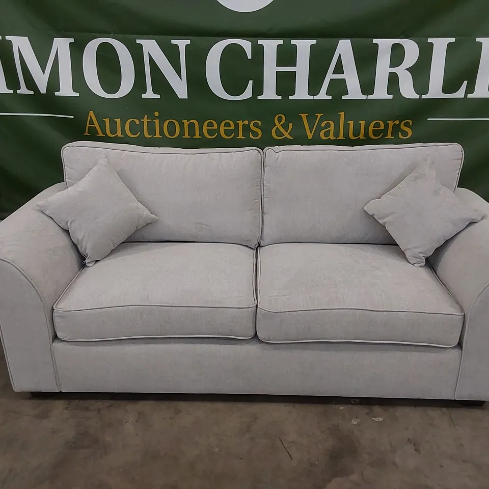 DESIGNER BEARTRICE 3 SEATER GREY FABRIC UPHOLSTERED SOFA 