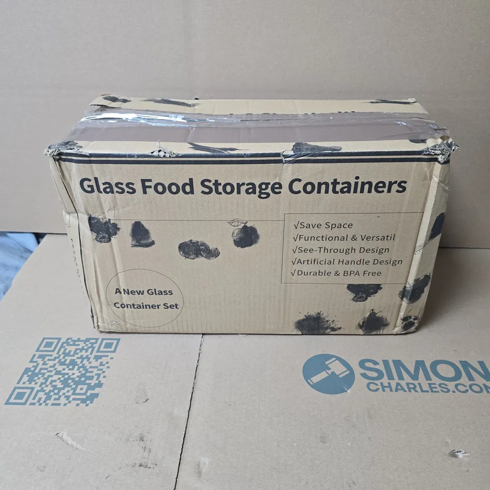 SET OF 10 GLASS FOOD STORAGE CONTAINERS WITH LIDS BOXED