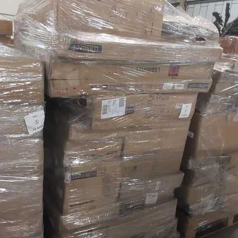 PALLET CONTAINING A LARGE QUANTITY OF ASSORTED FURNITURE INCLUDING: SHOE BOX, CAT TREES, STORAGE OTTOMAN, LAUNDRY BASKET ECT