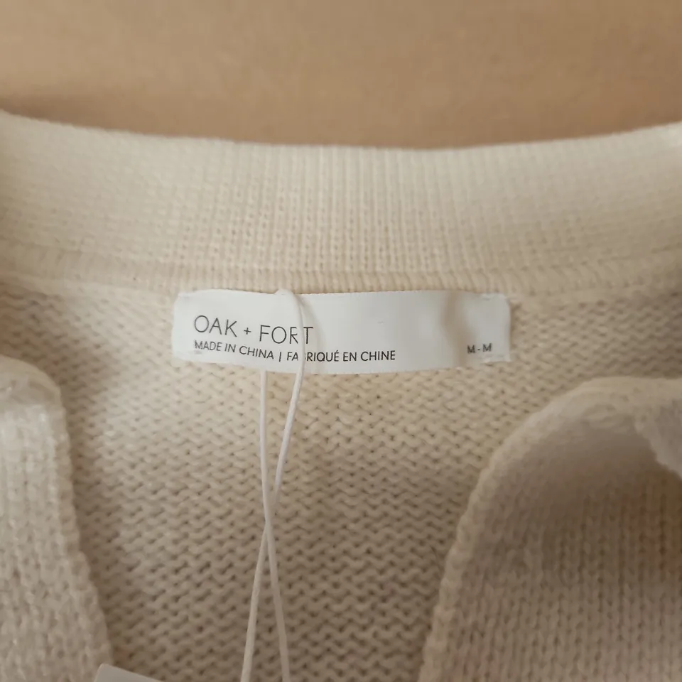 OAK + FORT KNIT SWEATER – WHITE WITH BLACK STRIPES, UK MEDIUM (M)