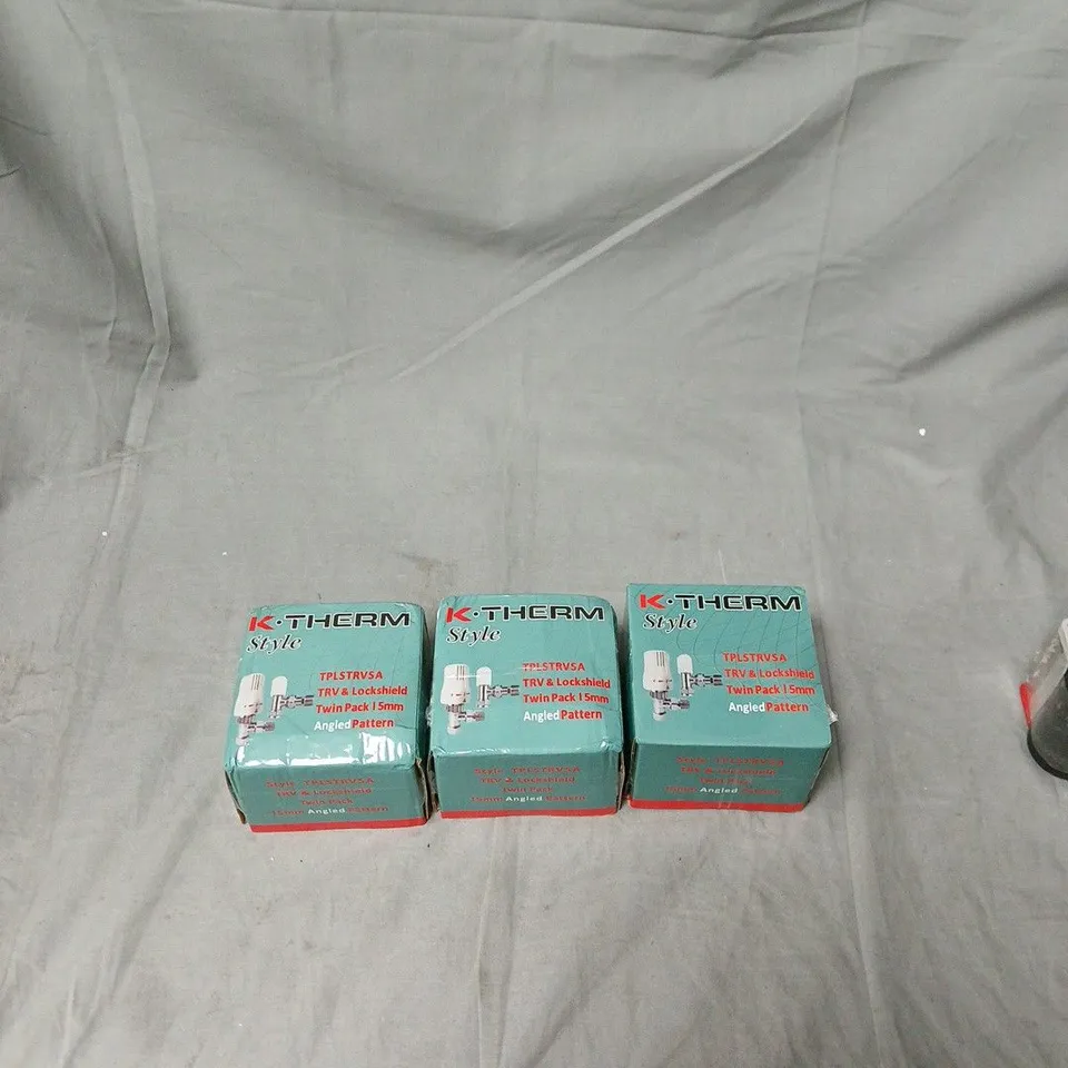 K-THERM STYLE TRV & LOCKSHIELD TWIN PACK 15MM ANGLED PATTERN – SET OF 3