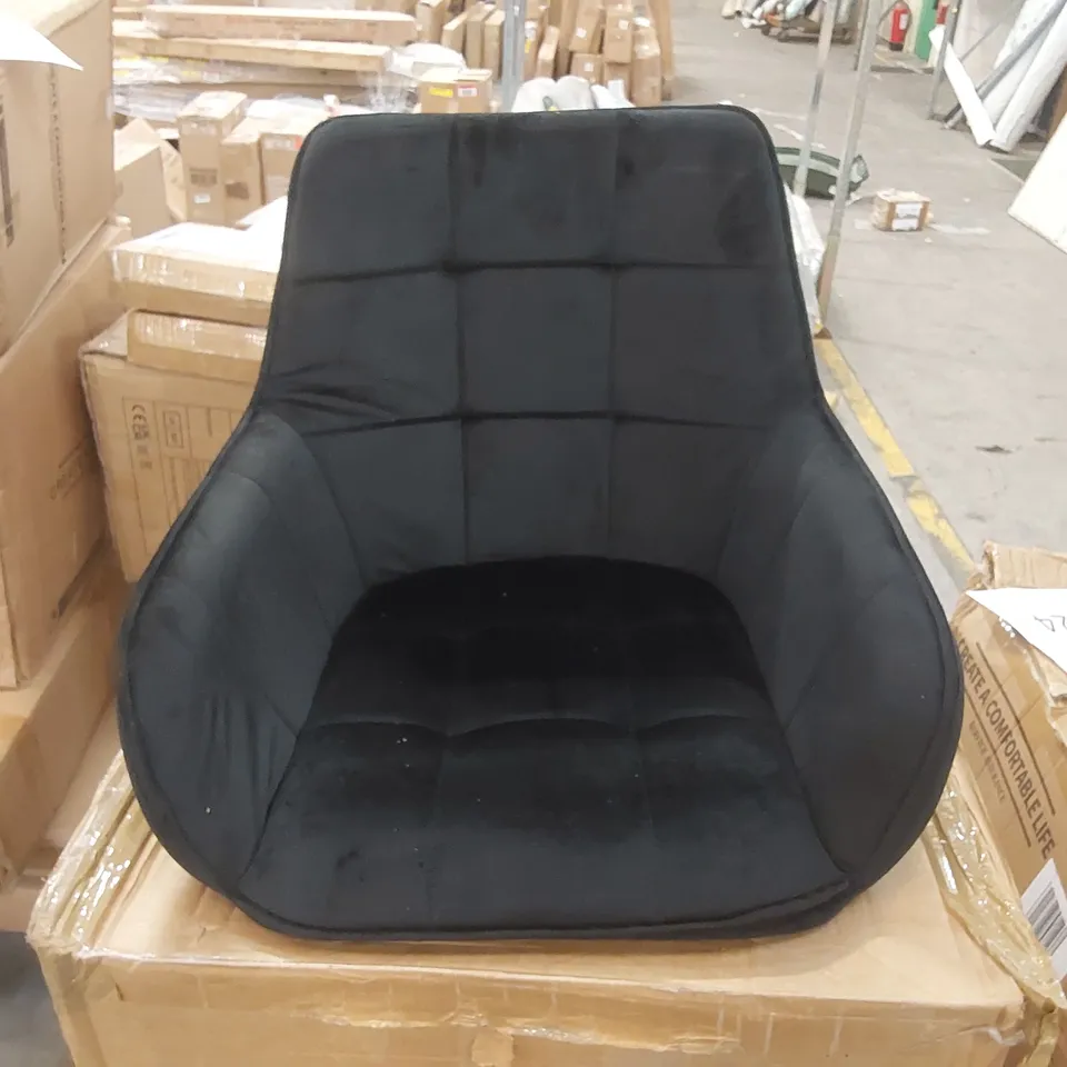 BOXED SET OF 2 DESIGNER BLACK VELVET DINING CHAIRS