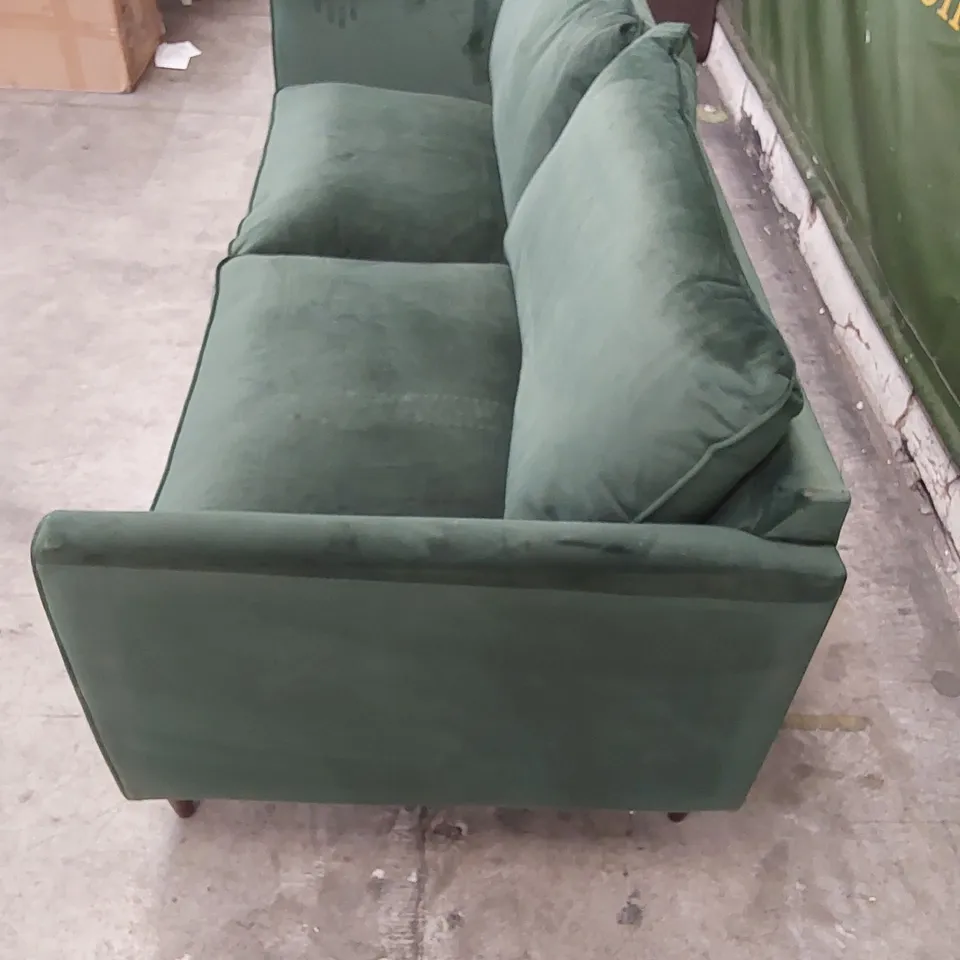 DESIGNER PASHA EMERALD VELVET UPHOLSTERED 3 SEATER SOFA