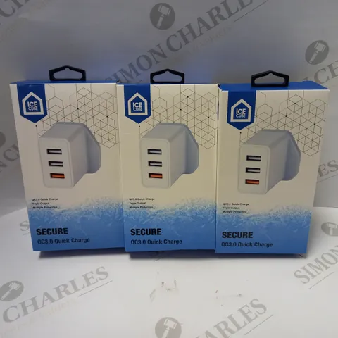 LOT OF 3 ICE CUBE SECURE QC3.0 QUICK CHARGE (ICTC01)