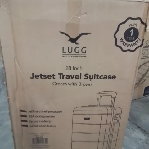 BOXED LUGG 28INCH JETSET TRAVEL SUITCASE CREAM AND BROWN 